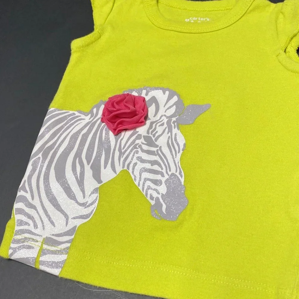 Carter’s‎ baby girl 3m chartreuse zebra outfit set
